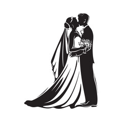 Wedding couple silhouettes vector Isolated on white