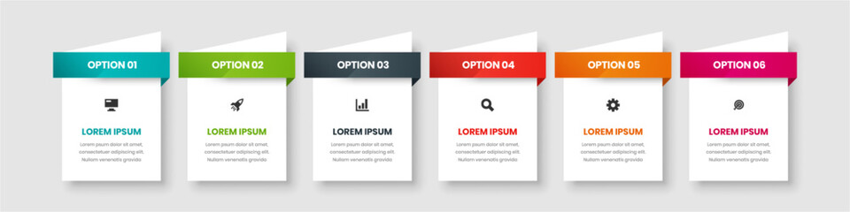 Business Infographic Template with 6 Option and Icon Can be Used for Presentation 