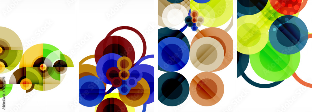 Aufkleber a vibrant display of art featuring an array of colorful circles on a white background. the electric 