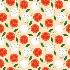Caprese salad vector seamless pattern