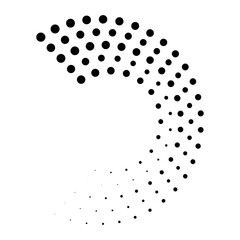 Grunge halftone dots in Circle Form . Spiral Vector Illustration .Textured round Logo . Design element . Abstract Geometric circular shapes .Rotating grunge radial line. Concentric circles
