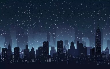 
Night silhouette background city with very beautiful skyscrapers
