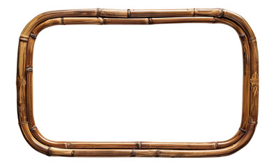 Horizontal rectangular bamboo frame with rounded corners isolated on transparent background