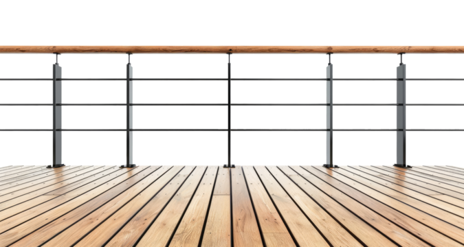 Wooden balcony isolated on transparent background