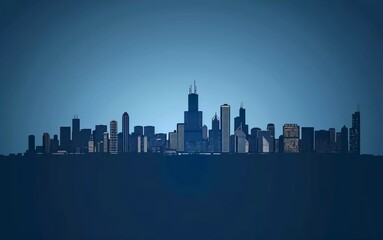 Chicago city skyline in silhouette