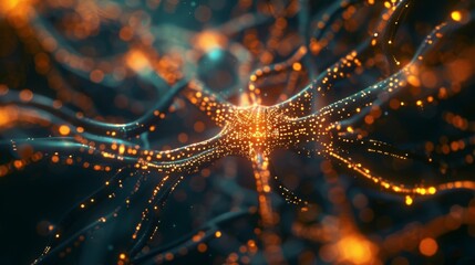 An intricate network of neural pathways illuminated by pulsating quantum energy representing the expansion and enhancement of the human brain through quantum computing extensions..