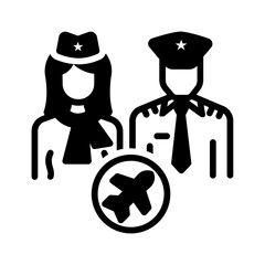 Vector solid black icon for Flight crew