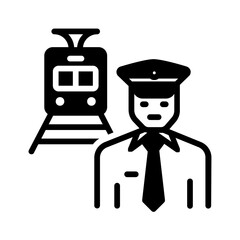 Vector solid black icon for Train crew