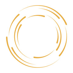 The circle is made from yellow Y2K style dots or lines. Design elements symbol effect dots fingerprint. Dotted outline style.