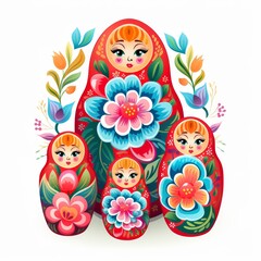 A red doll with flowers on it and a white background