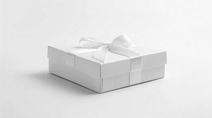 White gift box on white background created with Generative Ai technology