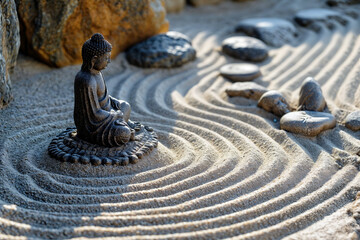 Tranquil Zen Garden Serenity – A Meditation of Stones and Sand Reflecting Peace and Balance