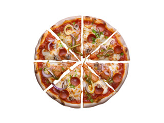 Real Italian 'Pizza Margherita' from Naples, isolated on a transparent background.
