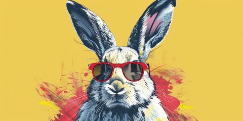 Cool bunny with sunglasses - urban style illustration