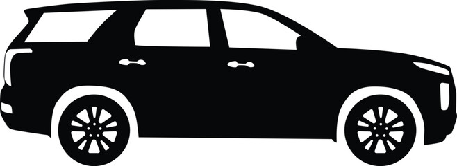 SUV car side view silhouette illustration - obrazy, fototapety, plakaty