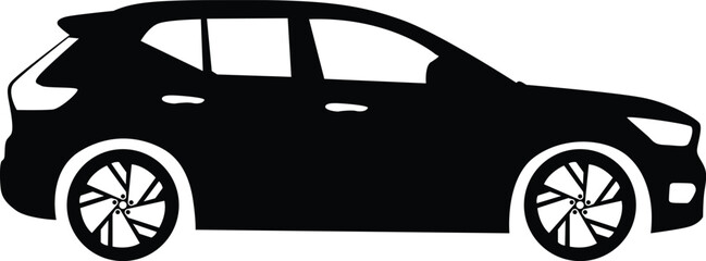 SUV car side view silhouette illustration - obrazy, fototapety, plakaty