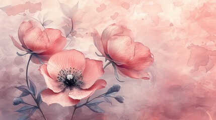Monochrome image of pink flowers on a pink background with space to copy.