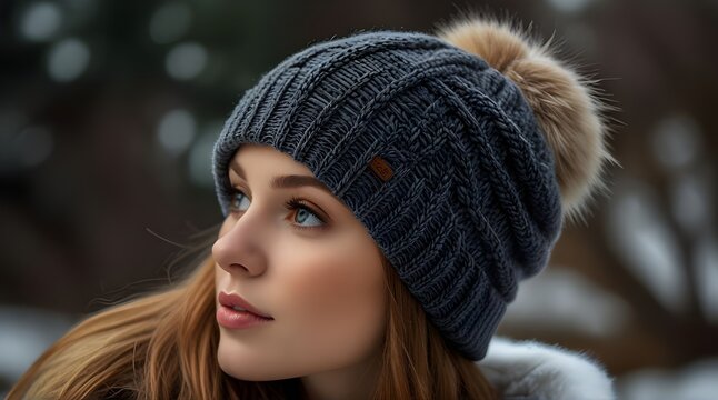 new warm wool winter cap hat with price tag creative concept.generative.ai