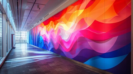 Craft an installation art concept where largescale abstract murals are enhanced with actual crystal inlays for a public art space