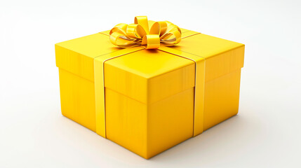 Yellow gift box on white background created with Generative Ai technology