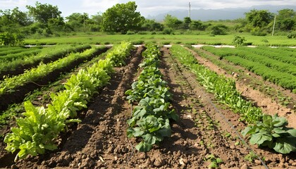Sustainable Agricultural Landscape Showcasing Organic Crop Cultivation and Eco-Friendly Farming Practices