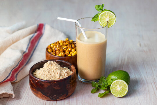 selective focus of healthy drink "Sattu" or "Sattoo".