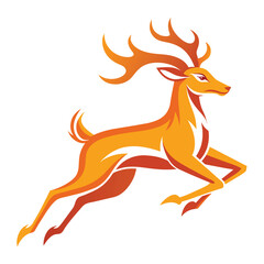 an orange deer with a white background with an orange antlers   vector illustration