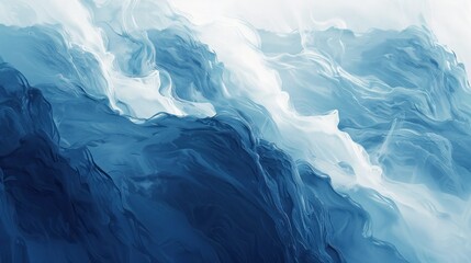 Digital art piece featuring an abstract texture of flowing blue waves, resembling a dynamic and fluid silk fabric. - obrazy, fototapety, plakaty