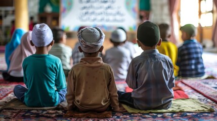 A Quranic teaching session in a mosque