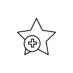 plus star icon. vector flat liner illustration for web and app..eps