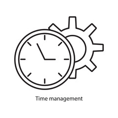 Time management, clock icon. vector flat liner illustration on white background..eps