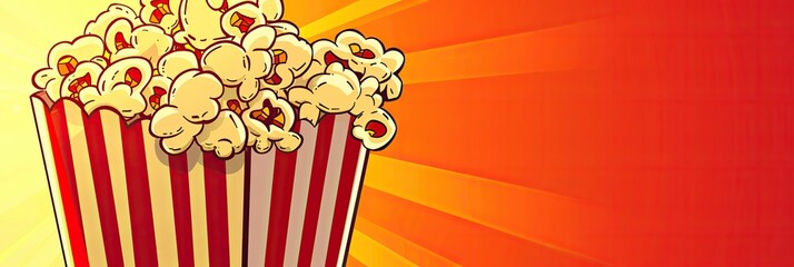 Popcorns, Comic Style Background - obrazy, fototapety, plakaty