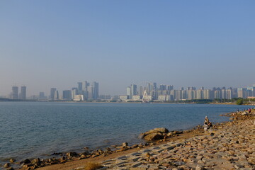 The sunny city riverside in the afternoon