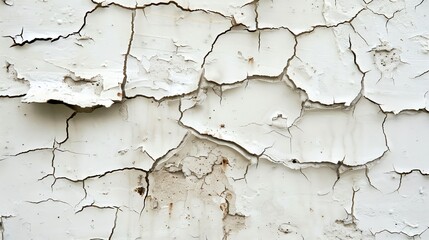 Naklejka premium Cracks and FracturesDescribe a house wall marred by hairline cracks and fractures, visible signs of settling or structural issues, with plaster or paint peeling away to reveal the underlying damage