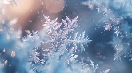 Abstract macro shot of ice crystals forming on a window, AI Generative