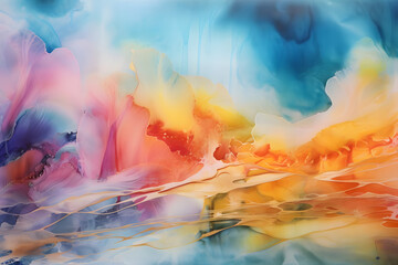 Glowing Seashore Symphony, abstract landscape art, painting background, wallpaper, generative ai