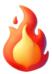 Icon 3d fire flame icon isolated on white background. Illustration in cartoon plastic style.Vector illustration