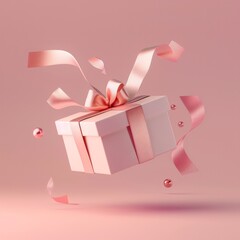 Craft a 3D concept that showcases a beautifully wrapped gift box, AI Generative