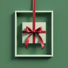 Create a 3D rendering of a decorative frame resembling a blank gift box, AI Generative