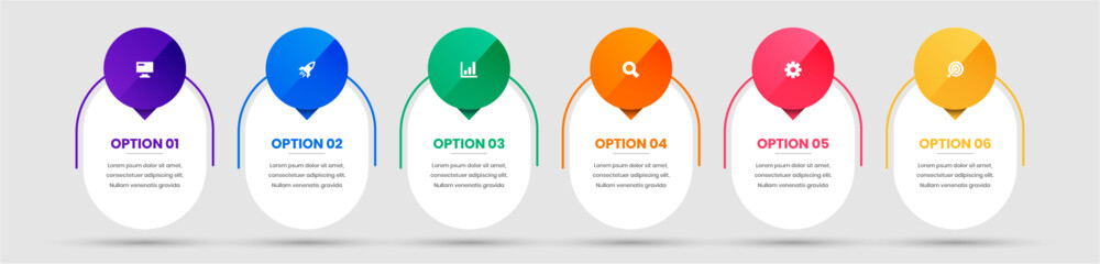 Vector Business Infographic Template Presentation with Abstract Design, Icon and 6 Option