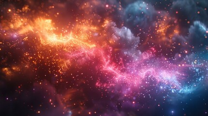 Naklejka premium Fireworks explode on a light black background, a banner celebrating moments of joy, vibrant colors lighting up the night, AI Generative