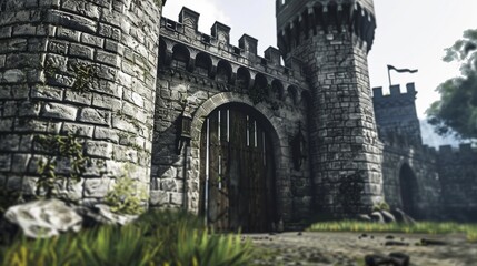 As you approach the gates of the castle you cant help but imagine yourself as a knight on a quest ready to face any challenge that awaits within.. - obrazy, fototapety, plakaty