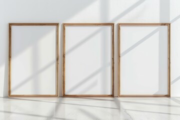 Sunlit Elegance: Trio of A4 Blank Posters in Light Wood Frames