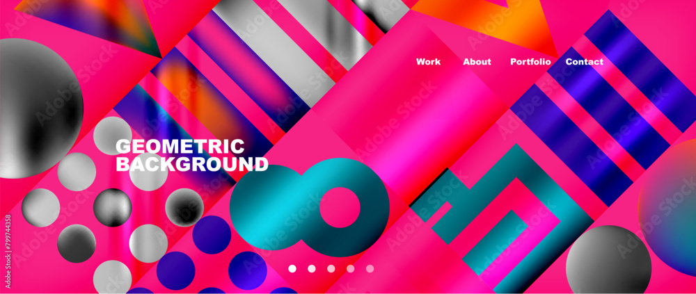 Aufkleber a colorful background with geometric shapes and circles High quality