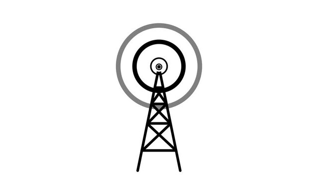 wave signal tower animated icon wave signal tower looping circle 4k