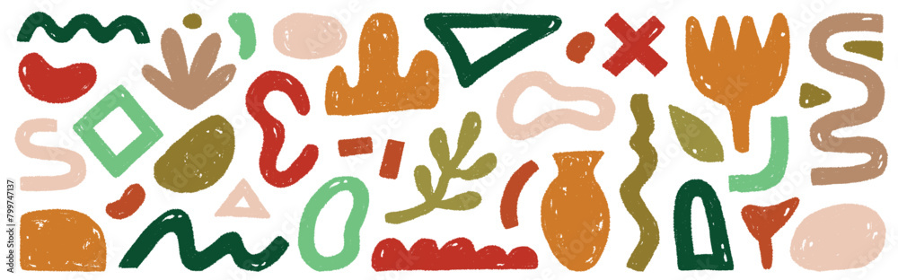 Aufkleber organic abstract shape color set. abstract texture brush stroke kid elements. organic blob grunge pa