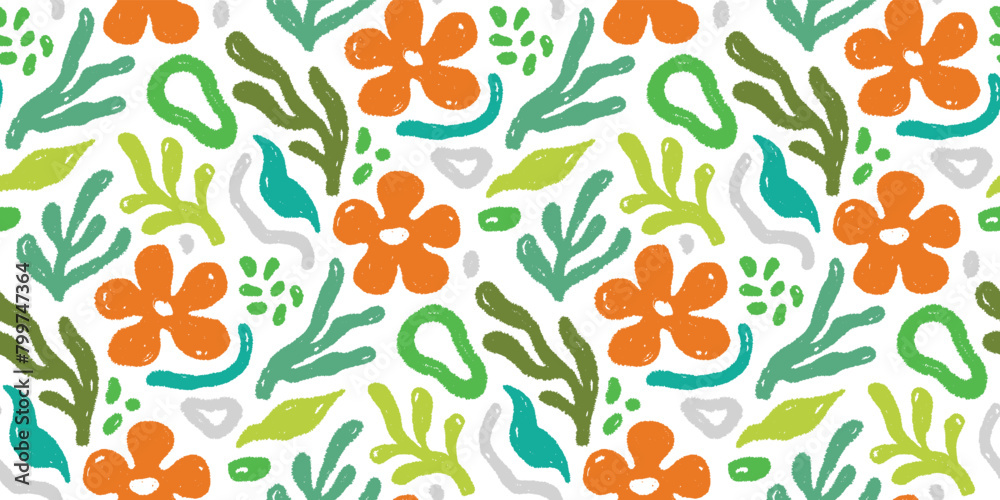 Poster abstract floral shape seamless pattern. abstract modern floral leaf texture shape background. organi