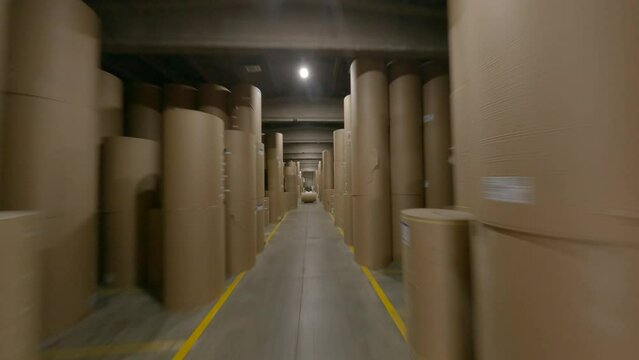 fpv flight warehouse with cardboard rolled bobbins