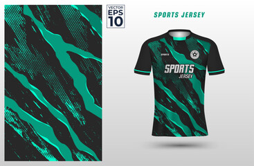 T-shirt sport jersey design template with abstract grunge halftone pattern background. Sport uniform in front view. Tshirt mock up for sport club. Vector Illustration - obrazy, fototapety, plakaty