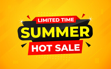 Summer sale Discount banner. summer offer sale banner vector template. Sale label and discounts background, Discount Promotion marketing poster design for web and Social. Vector Illustration.